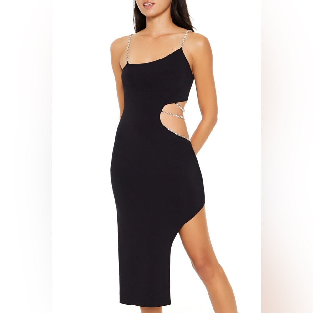 Forever 21 Black Midi Dress with Rhinestone Detail